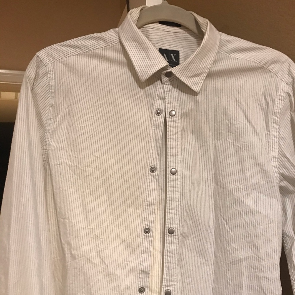 A|X dress shirt white with thin black stripes